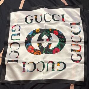 Multicolor Silk Scarf with Logo